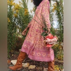 Spell Pink Bishop Sleeve Sundress